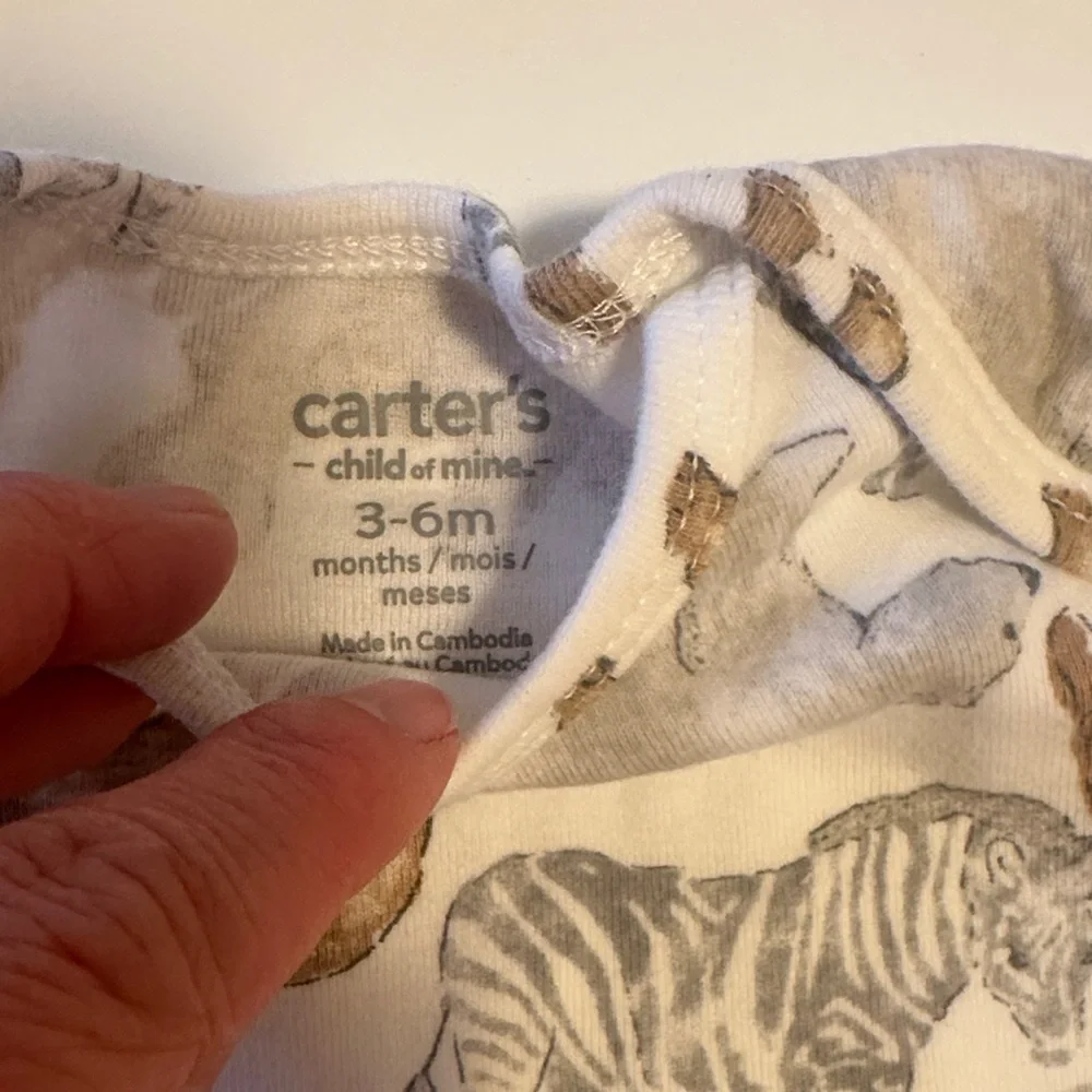 Carter's Animal Print and Solid Bodysuits - Blue, Brown, White